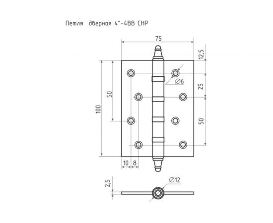 Универсальная петля НОРА-М 4"-4ВВ CHP застар.бронза 100х75х2,5 5557 – изображение 3