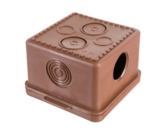 Распаячная коробка ЭРА открытой установки КОР дуб 65х65х50мм с гермовводами 4 вх. IP54 Б0043228 – изображение 3