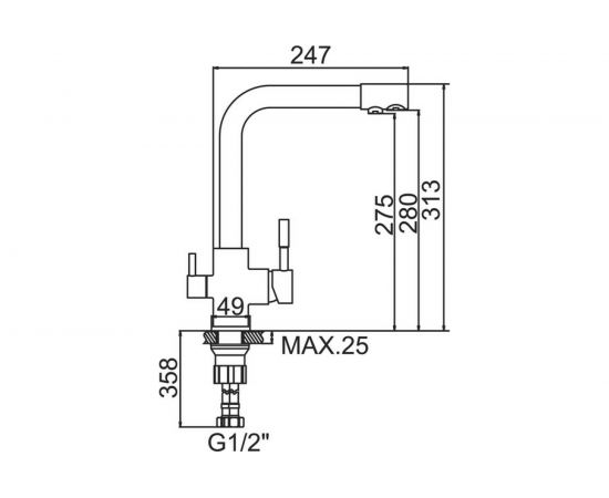 Смеситель для кухня с выходом питьевой воды LEDEME картридж диаметр 35 мм, бежевый-матовый L4055K-3 807025 – изображение 3