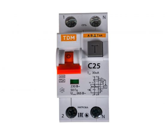 Автоматический выключатель дифференциального тока TDM АВДТ 64 C25 30мА SQ0205-0006 – изображение 4