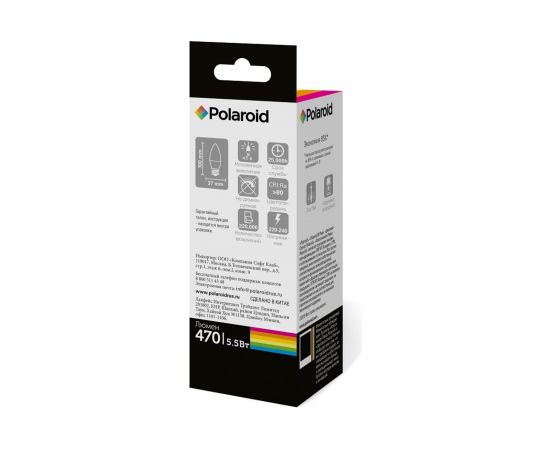 Светодиодная лампа Polaroid 220V C37 5,5W 6500K E27 470lm PL-C3755276 – изображение 8