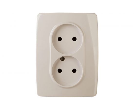 Розетка ЭРА 12-2006-02 2X2P E Schuko, 16А-250В, б.л., 12, слоновая кость Б0038809 