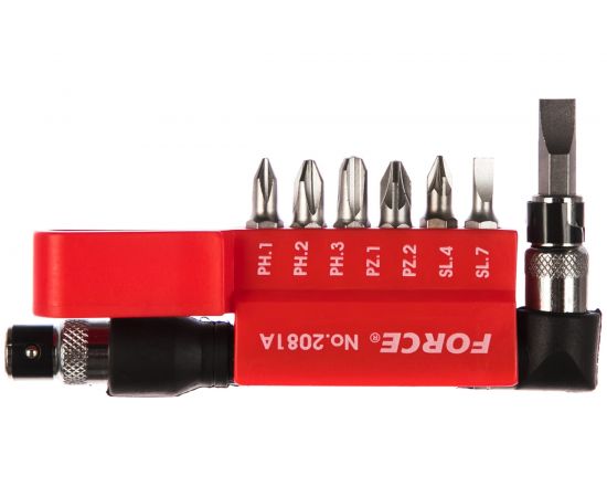 Г-образный комплект бит с отверткой FORCE 1/4 8 предметов 2081A 