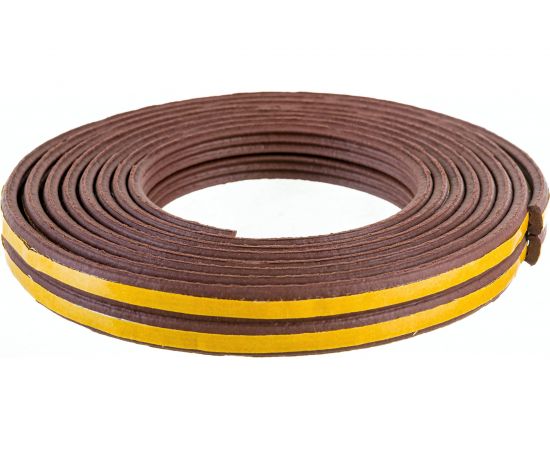 Самоклеящийся уплотнитель для дверей и окон ТДВ Е профиль, 9х4 мм, коричневый 1502009 