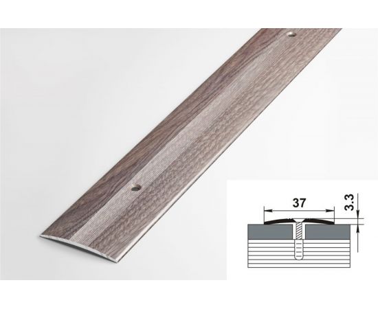 Порог прямой алюминиевый (37 мм; 0.9 м; декоративный; дуб дымчатый) Лука УТ000023279 – изображение 2