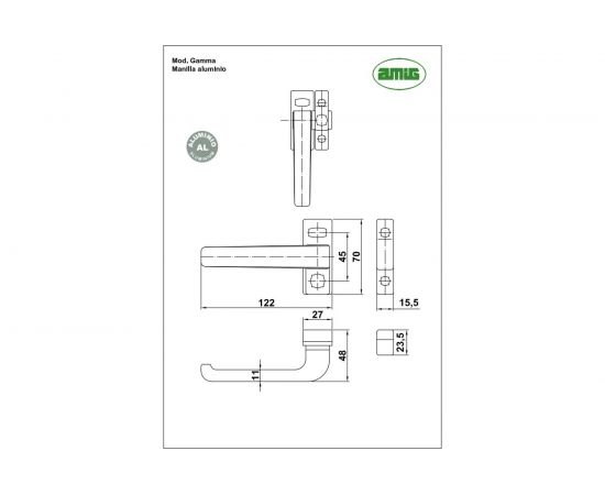 Ручка-засов Amig оконная, левая, алюминий, черная Gamma (D) NE – изображение 2