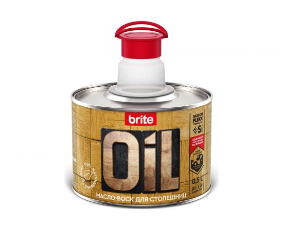 Масло-воск для столешниц BRITE FLEXX водоотталкивающее на основе натуральных компонентов, бесцветное, банка 0.5 л 212470 – изображение 2