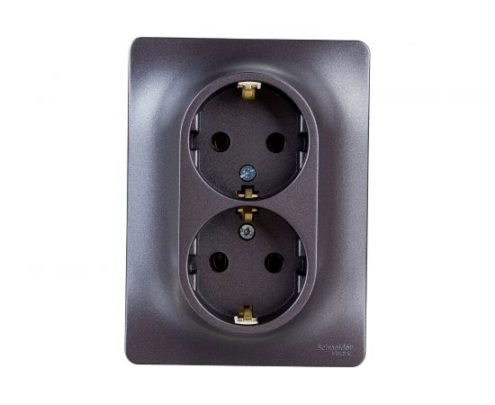 2-местная розетка Schneider Electric скрытой проводки Glossa 16А IP20 250В с заземлением в сборе графит GSL001324 