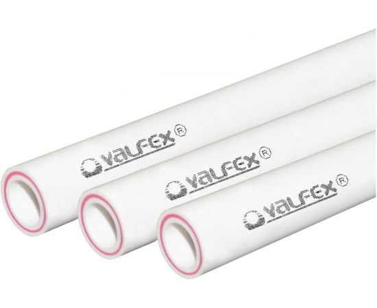 Труба VALFEX PP-R белая, армированная стекловолокном, 25х4.2 мм, 2 м, Т 90°С Ру25 SDR6 101060252 033-2477 