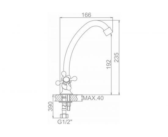 Смеситель для кухни LEDEME крест, лепесток, керамика, силумин L4012 806850 – изображение 2