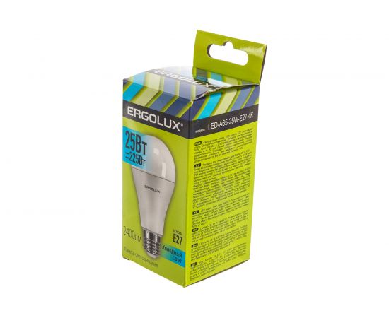 Светодиодная лампа Ergolux LED-A65-25W-E27-4K ЛОН, 25Вт, E27, 4500K, 180-240В 14236 – изображение 3