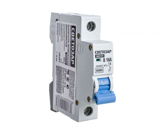 Автоматический выключатель СВЕТОЗАР 1п, 16 A, ""B"", 6 кА, 230/400 В SV-49051-16-B – изображение 4