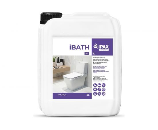 Средство для мытья сантехники IPAX iBath с дезинфицирующим и отбеливающим эффектом, 5 л iB-5-2396 