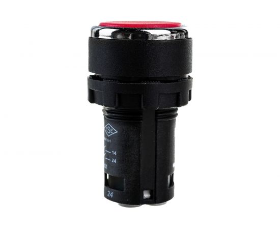 Нажимная кнопка Emas моноблочная красная, 22 мм, IP 40, 1НО+1НО MB101DK 