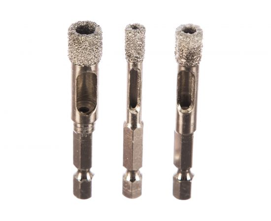 Набор алмазных свёрл универсальных (3 шт; сухое сверление; шестигранный хвостовик; 6, 8, 10 мм) Зубр 29865-H3 