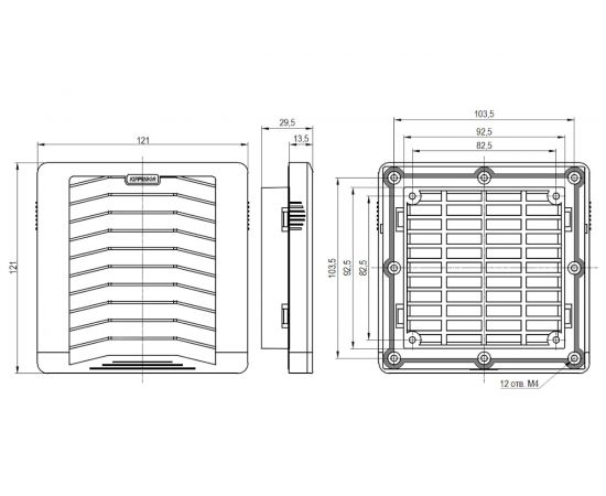 Решётка KIPVENT-100.01.300 вентиляционная выпускная с фильтром KIPPRIBOR 00000078912 – изображение 2