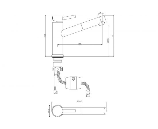 Смеситель для кухни OLIVES Balear c выдвижным изливом, нержавеющая сталь 13425BL – изображение 2