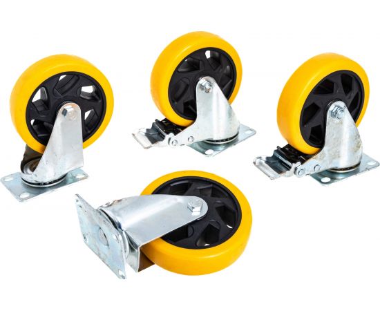 Набор из 4-х поворотных колес – желтый поливинилхлорид PVC диаметром 125 мм MOVERPLAT 125-PVCx4 – изображение 2