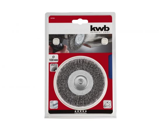 Щетка плоская для дрели жесткая, 100 мм, 0,3 мм KWB 607930 – изображение 2