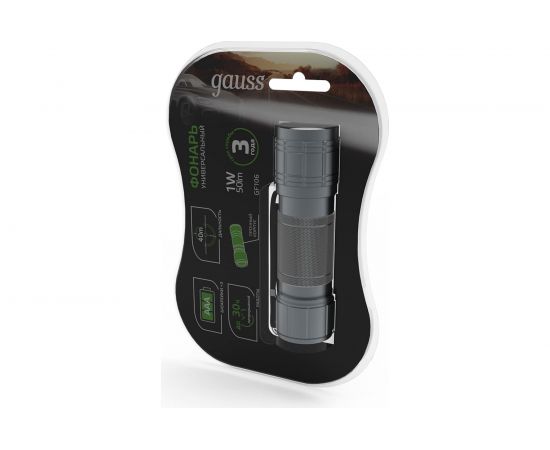 Ручной фонарь Gauss модель GFL106 1W 50lm 3xAAA LED 1/12/144 GF106 – изображение 3