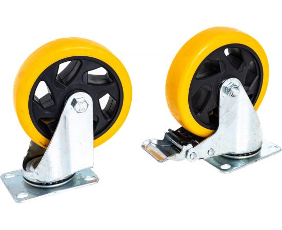 Набор из 4-х поворотных колес – желтый поливинилхлорид PVC диаметром 125 мм MOVERPLAT 125-PVCx4 – изображение 3