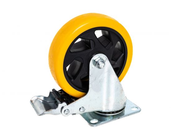 Набор из 4-х поворотных колес – желтый поливинилхлорид PVC диаметром 125 мм MOVERPLAT 125-PVCx4 – изображение 4