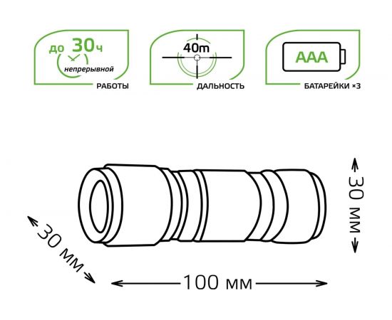 Ручной фонарь Gauss модель GFL106 1W 50lm 3xAAA LED 1/12/144 GF106 – изображение 8