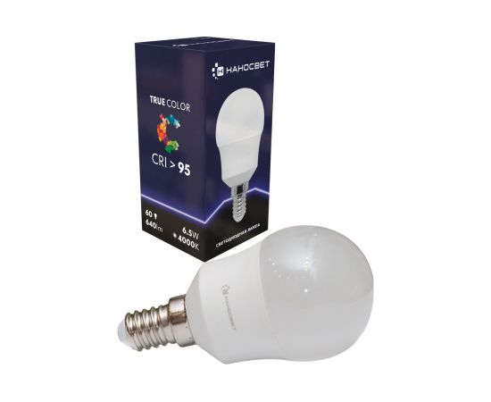 Светодиодная лампа Наносвет LH-G-60/E14/940, 6.5Вт, шар P45, 640 лм, Е14, 4000К, Ra95, L062 