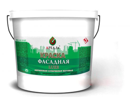 Фасадная краска Ареал+ ВД-АК 0107 ЛЮКС ведро 1,5 кг А-044 
