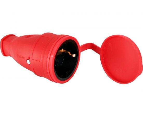 Каучуковая разборная розетка Volsten Sb1-MZ Red IP54 красная 1 гнездо с заземлением Модель РА16-005 14433 