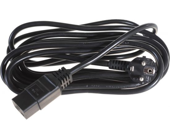 Кабель питания Shucko+C19 (3x1.5), 16A, угловая вилка, 5 м Hyperline PWC-IEC19-SHM-5.0-BK 43800 