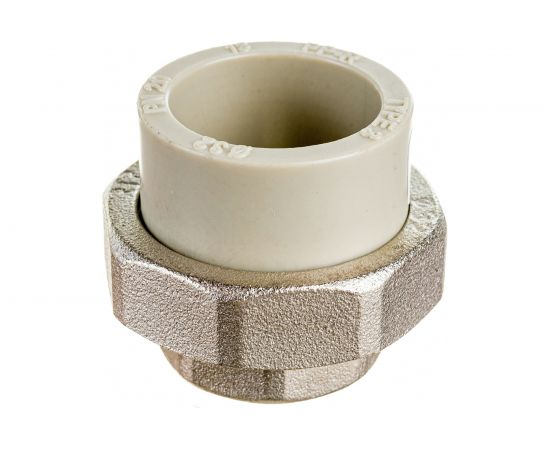 Муфта комбинированная RTP разъемная, американка, внутренняя резьба, D32х1 мм, серая 15518 – изображение 2