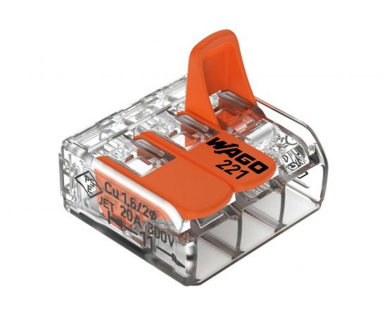 Универсальная клемма WAGO 3-х проводная 221-413 6 шт/уп УТ-00777023 – изображение 2