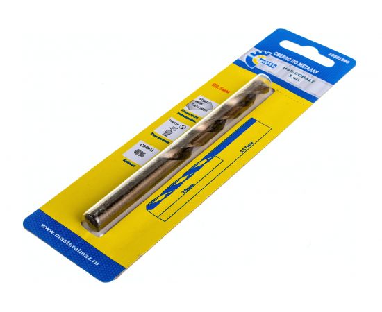 Сверло по металлу кобальтовое HSS-CO DIN-338 (8.5х75х117 мм) МастерАлмаз 10501590 – изображение 2