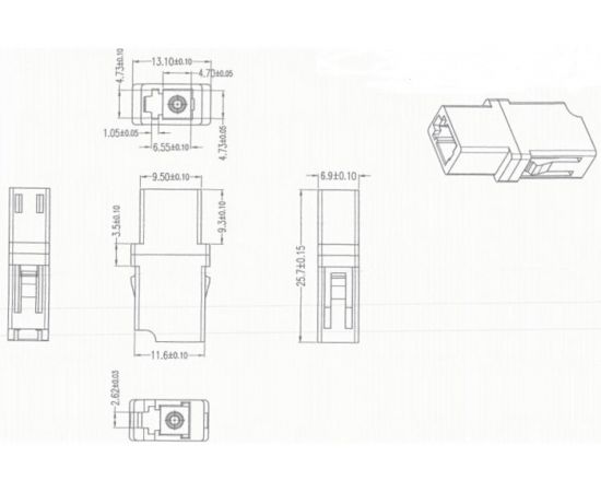 Оптический проходной адаптер Hyperline FA-P00Z-LC/LC-N/WH-BG LC-LC, MM, simplex, корпус пластик 242820 – изображение 2