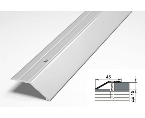 Порог разноуровневый алюминиевый (45 мм; 0.9 м; анодированный; серебро) Лука УТ000001757 – изображение 2