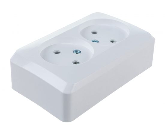 Розетка Schneider Electric 2-м ОП Этюд 16А без заземления з/ш белая SchE PA16-006B – изображение 3