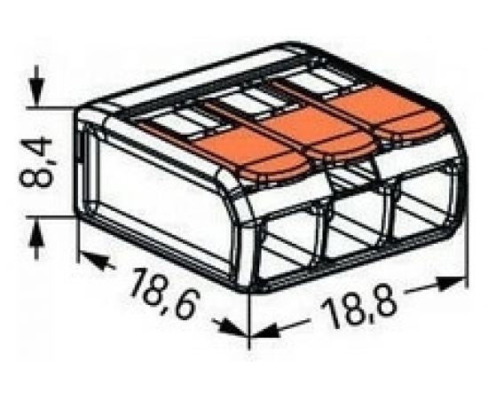 Универсальная клемма WAGO 3-х проводная 221-413 6 шт/уп УТ-00777023 – изображение 3