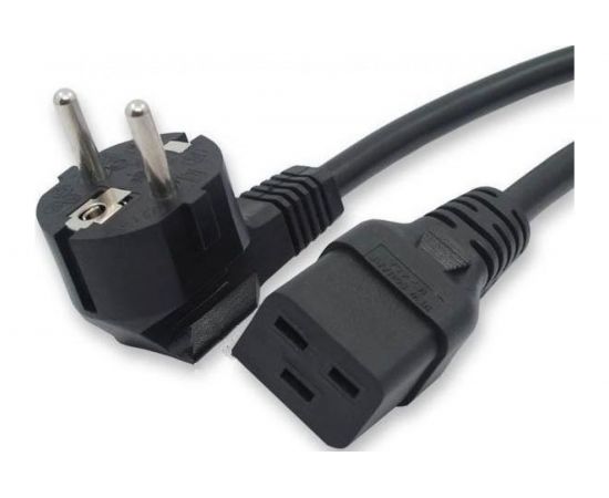 Кабель питания Shucko+C19 (3x1.5), 16A, угловая вилка, 5 м Hyperline PWC-IEC19-SHM-5.0-BK 43800 – изображение 3