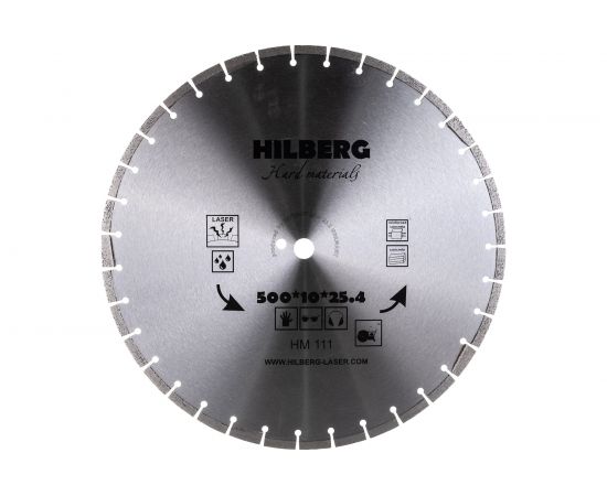 Диск алмазный отрезной сегментный Hard Materials Laser (500x25.4 мм) Hilberg HM111 – изображение 3