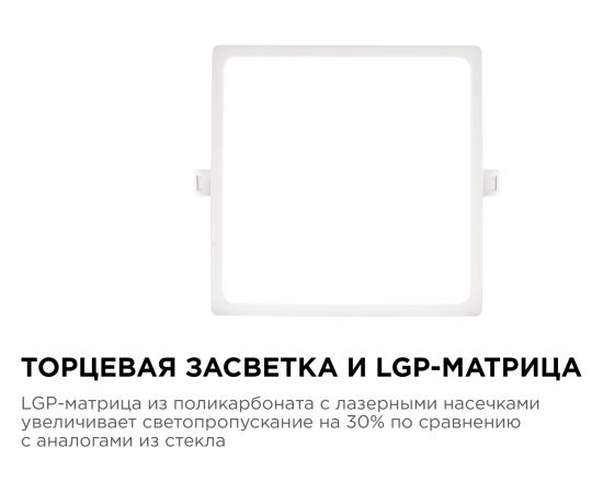 Светодиодная панель Apeyron встраиваемая квадратная 220В, 20Вт, алюминиевый корпус, встроенный драйвер, ДН 06-32 – изображение 4