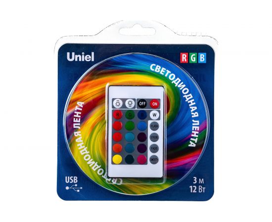 Светодиодная лента Uniel 3M/RGB/1.5M/USB/RC IP20 RUA02C24 блистер ULS-U12 UL-00007534 