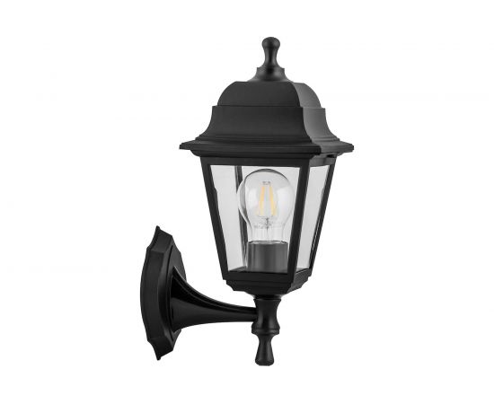 Садово-парковый светильник FERON НБУ 04-60-001 60W 230V E27 340*190мм черный, вверх/вниз, 4-х гранник 32226 