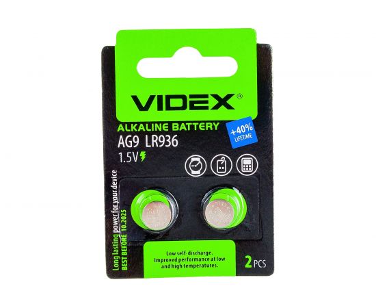 Щелочная/алкалиновая батарейка VIDEX AG9/394/936 2 штуки на блистере VID-AG09-2BC 