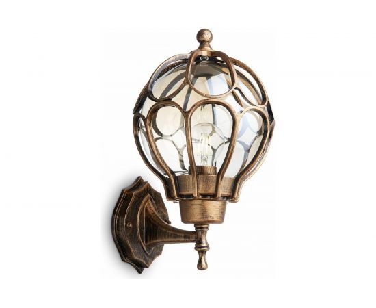 Садово-парковый светильник, круглый на стену вверх 60W 230V E27, черное золото Feron PL3801 11350 