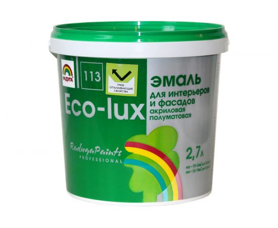 Универсальная эмаль Радуга Эко-Люкс ВД-АК 113 База А 2,7 л, под колеровку 141368 