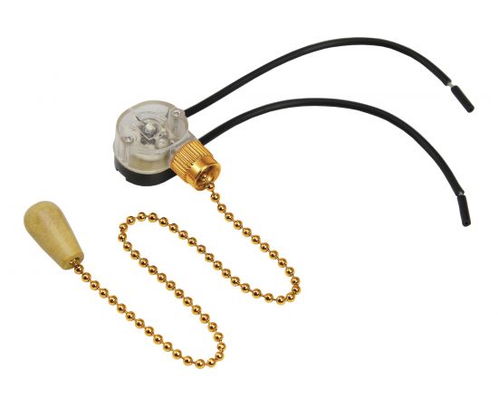Выключатель для бра REXANT с золотой цепочкой 270 мм и проводами, деревянный наконечник 06-0243-A 