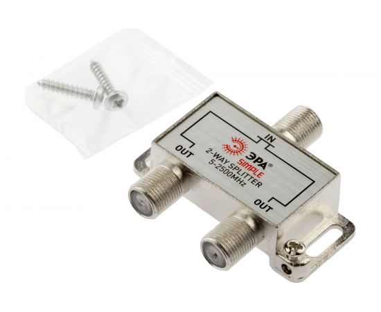 Делитель ЭРА ТВ х 2 под F разъем, 5-2500 МГц simple DSFSAT01 Б0048329 