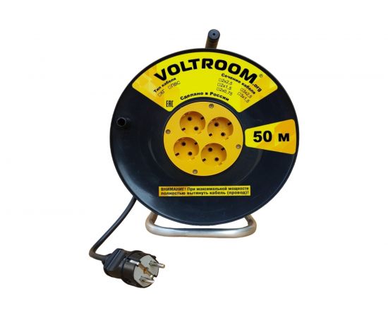 Удлинитель на пластиковой катушке Voltroom ПВС 2*1,5-50 16А, 220В 