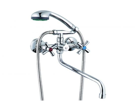 Смеситель для ванны G-lauf с круглым, длинным поворотным изливом 360°, с душевой лейкой, хром QMT7-A722 